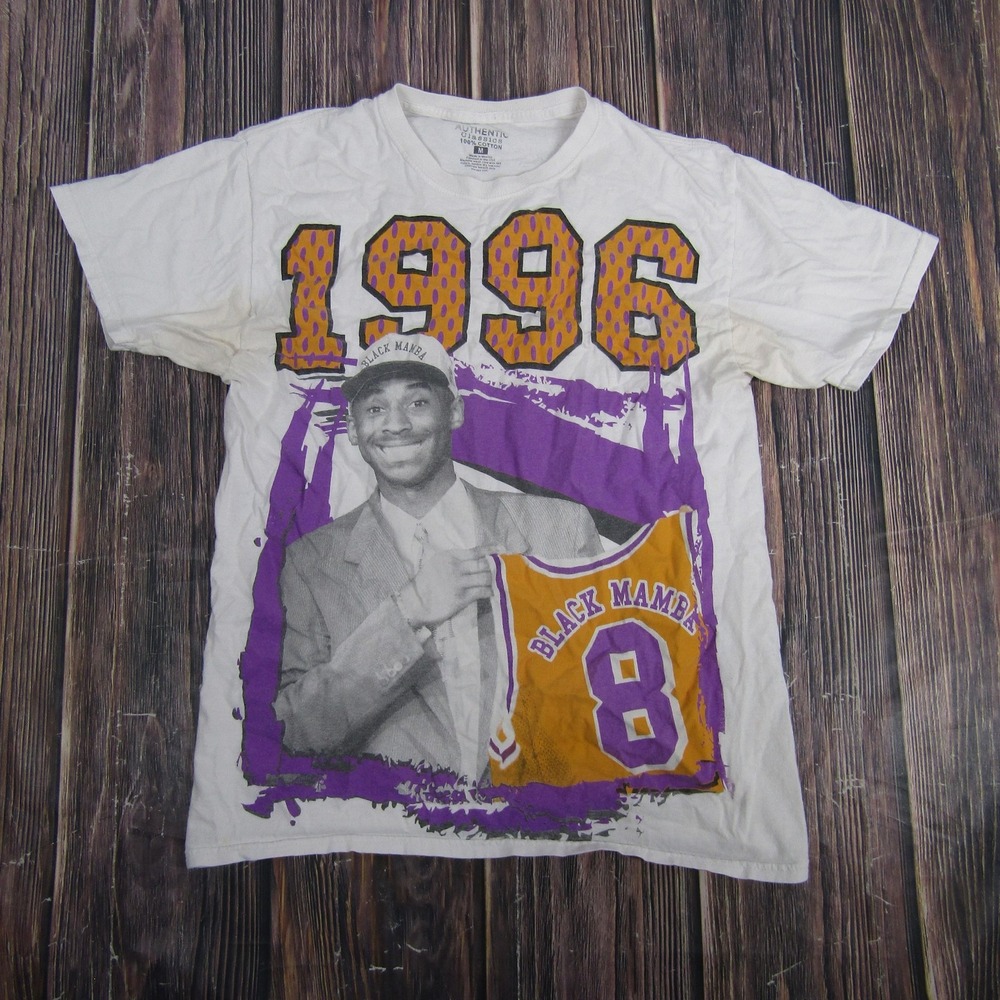 Kobe Lakers Black Mamba 1996 Shirt Mens‎ Medium White Purple Basketball Tee